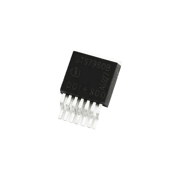 BTS7960B / The BTS7960B is a high-performance, high-current half-bridge motor driver developed by Infineon Technologies, designed for demanding automotive and industrial motor control applications. It integrates a high-side and low-side power MOSFET with advanced control and protection circuitry, enabling efficient and reliable switching of high-current loads.<br><br>Capable of handling currents up to 43A, the BTS7960B is ideal for driving high-power DC motors, actuators, and solenoids. It supports PWM control for precise speed and torque regulation, making it suitable for applications requiring smooth and efficient motor operation.<br><br>The device features integrated protection mechanisms including overcurrent protection, thermal shutdown, overvoltage protection, and undervoltage lockout, ensuring safe and robust performance under harsh operating conditions. It also includes diagnostic feedback functions for fault detection and system monitoring.<br><br>Packaged in a TO-263-7 (D²PAK) surface-mount form factor, the BTS7960B is widely used in automotive systems, electric vehicles, robotics, industrial automation, and high-power motor control applications where durability, efficiency, and reliability are critical.
