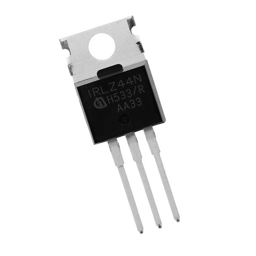IRLZ44N / The IRLZ44N is an N-channel logic-level power MOSFET designed for efficient switching at low gate drive voltages. It features a drain-source voltage rating of 55 V and can handle continuous drain currents up to approximately 47 A under proper thermal conditions. The device offers low on-resistance (Rds(on)) typically around 0.022 Ω at Vgs = 5 V, allowing efficient operation even with direct microcontroller drive. It provides fast switching performance and improved efficiency in low-voltage applications. The IRLZ44N is widely used in motor drivers, DC-DC converters, power switching circuits, LED dimming, and battery-powered systems where logic-level control is required.
