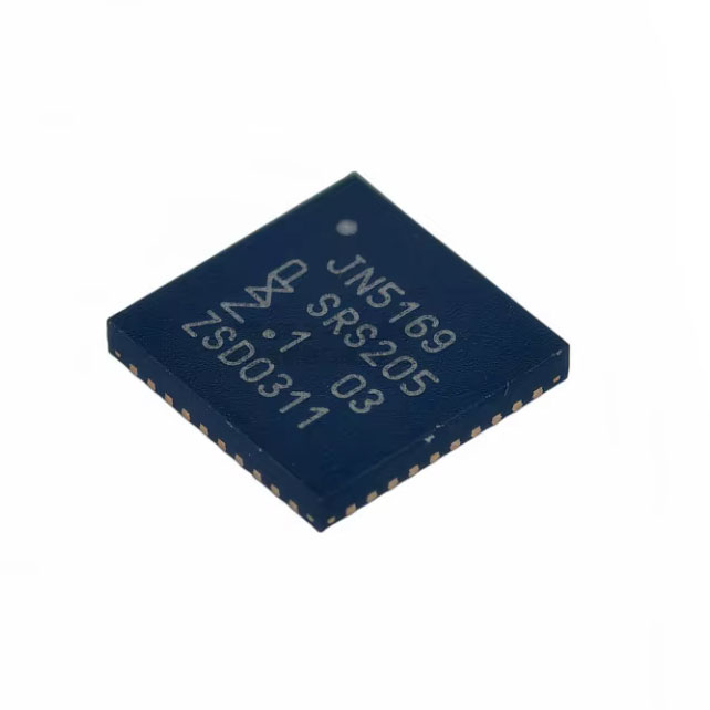 JN5169/001Z / The JN5169/001Z is a highly integrated ultra-low power 32-bit RISC wireless microcontroller with an embedded IEEE 802.15.4 compliant 2.4 GHz RF transceiver, designed for Zigbee and IoT applications. It operates over a supply voltage range of 2.0V to 3.6V and supports a maximum CPU clock frequency of 32 MHz. The device integrates 512 KB Flash, 32 KB RAM, and 4 KB EEPROM, enabling complex wireless applications with OTA update capability. It provides RF output power up to +10 dBm, receiver sensitivity of approximately -96.5 dBm, and data rates up to 400 kbps. Typical current consumption is 13–15 mA in receive mode and 14–23 mA in transmit mode. The MCU includes multiple peripherals such as I2C, SPI, UART, JTAG, 10-bit ADC, PWM, and up to 20 GPIOs. Operating temperature range is -40°C to +125°C, and the compact HVQFN-40 package makes it suitable for low-power wireless networks, smart home systems, industrial IoT, and Zigbee-based communication devices.