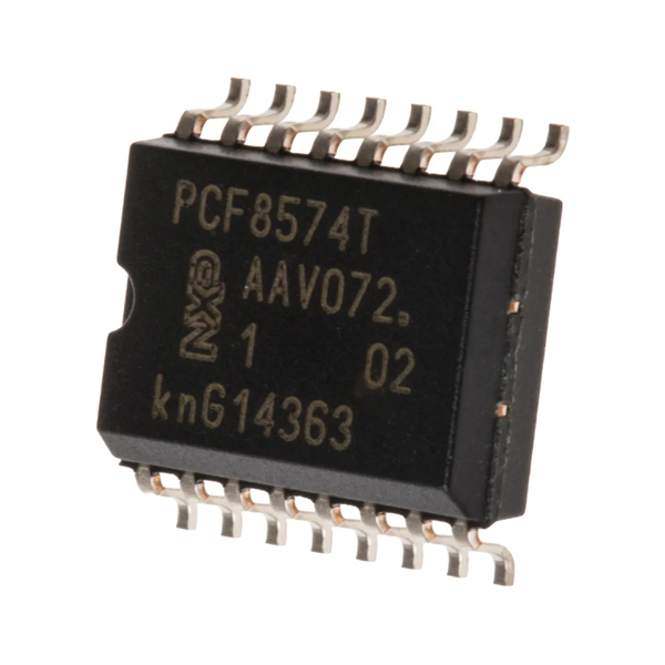PCF8574T / The PCF8574T is an 8-bit I²C bus I/O expander developed by NXP Semiconductors, designed to provide additional general-purpose digital input/output ports for microcontroller systems using a simple two-wire I²C interface. It operates with a supply voltage range from approximately 2.5 V to 6 V, allowing compatibility with both 3.3 V and 5 V logic systems. The device provides eight quasi-bidirectional I/O pins that can be individually configured as inputs or outputs without requiring direction control registers. Communication with the host microcontroller is performed through the I²C bus, supporting multiple devices on the same bus with configurable hardware addresses. The PCF8574T also includes an interrupt output that notifies the host controller when an input state changes, helping reduce unnecessary polling. Because of its simplicity and minimal pin requirements, the device is widely used for expanding GPIO in microcontroller projects, LCD interfaces, keypads, LED control, and embedded systems where additional digital I/O lines are required.
