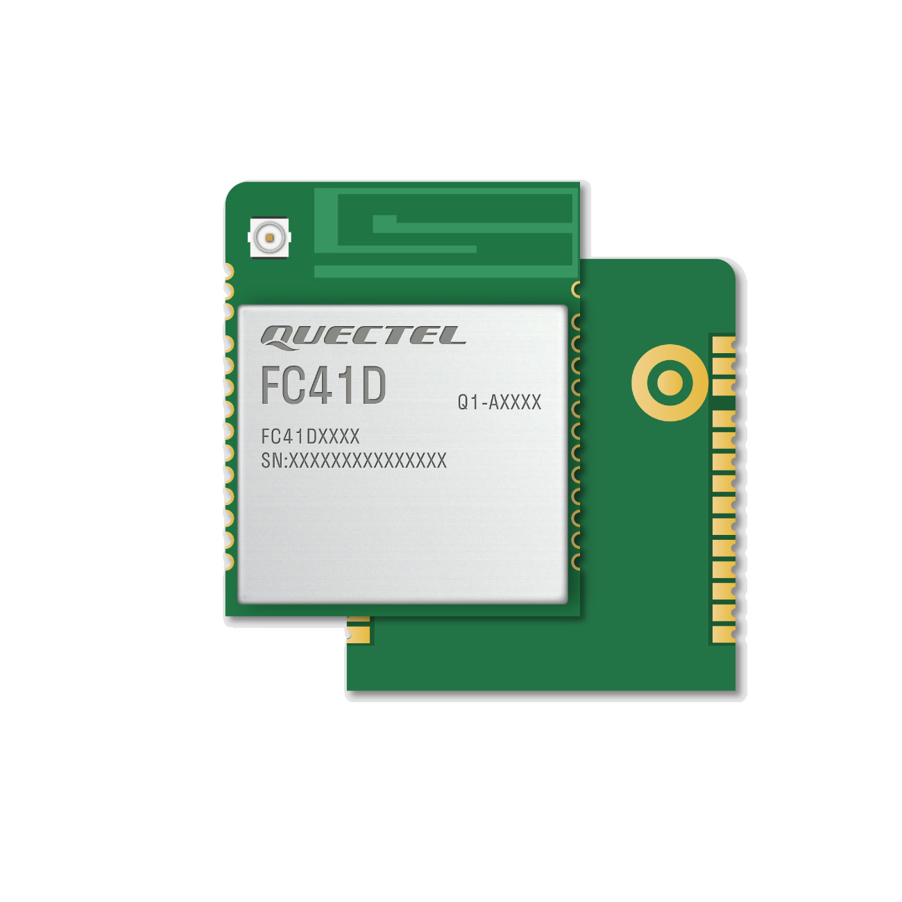 FC41D / The FC41D is a compact Wi-Fi and Bluetooth combo module developed by Quectel, designed for IoT and embedded wireless applications. It supports IEEE 802.11 b/g/n standards operating in the 2.4 GHz frequency band and integrates Bluetooth Low Energy (BLE) for short-range communication. The module features a high-performance MCU, embedded TCP/IP stack, and multiple peripheral interfaces such as UART, SPI, and GPIO, enabling flexible integration into various systems. Its LCC package ensures reliable surface mounting and compact design. The FC41D is optimized for low power consumption, making it suitable for battery-powered devices, smart home applications, industrial control, and wearable electronics.
