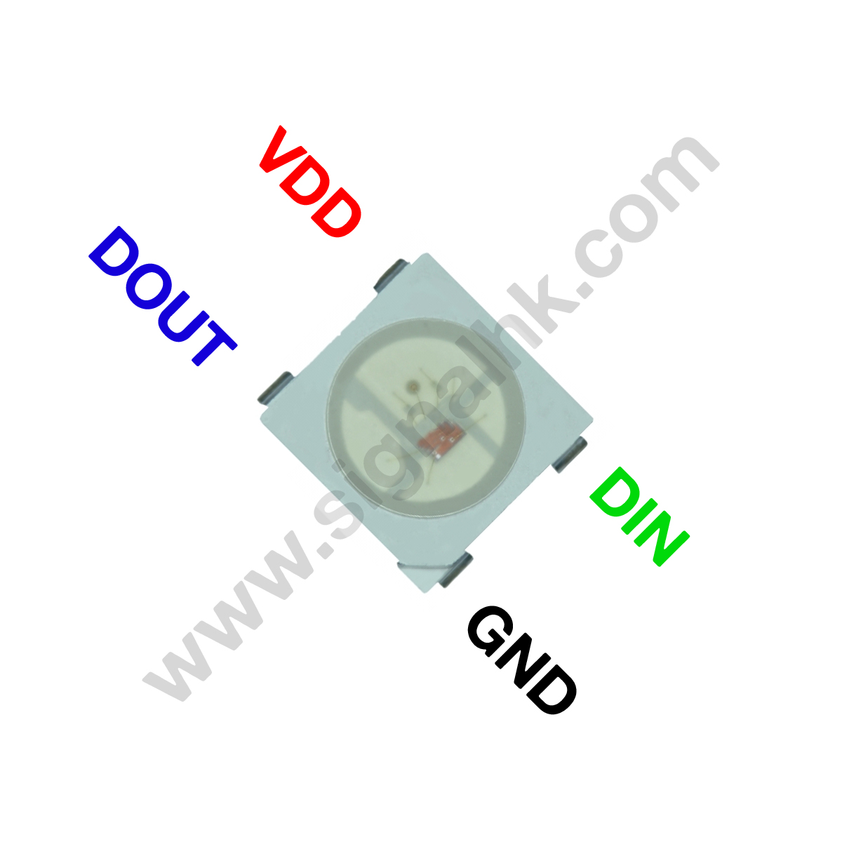 WS2812C-5050 / The WS2812C is an improved version of the WS2812 series addressable RGB LEDs, integrating a control IC and RGB LED chip into a single 5050 SMD package. It operates with a supply voltage range of approximately 3.3 V to 5.5 V and communicates via a single-wire serial interface, allowing multiple LEDs to be cascaded and individually controlled.
<br><br>
Each LED supports 24-bit color depth (8 bits per channel), enabling over 16 million colors with smooth brightness control. Compared to earlier WS2812B versions, the WS2812C offers lower power consumption (typically reduced current per channel), improved signal stability, and better compatibility with 3.3 V logic systems.
<br><br>
The device includes built-in signal reshaping, reset circuitry, and constant current drivers, ensuring consistent brightness and reliable data transmission across long LED chains. It is widely used in LED strips, display panels, decorative lighting, wearables, gaming setups, and embedded systems requiring efficient and individually addressable RGB lighting.