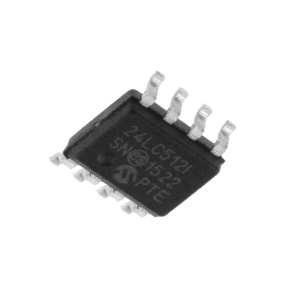 24LC512-I/SN / 
The <strong>24LC512-I/SN</strong> is a high-density <strong>512Kbit (64KB) I2C serial EEPROM memory IC</strong> manufactured by <strong>Microchip Technology</strong>. This non-volatile memory device features a <strong>64K × 8-bit memory organization</strong>, industry-standard two-wire I2C interface, and compact <strong>SOIC-8 surface-mount package</strong>. It is designed for reliable data storage in microcontroller-based systems, industrial electronics, and embedded applications.<br><br>

The <strong>Microchip 24LC512-I/SN</strong> operates from a <strong>2.5V to 5.5V supply voltage</strong> and supports I2C communication speeds up to <strong>400kHz</strong>. Key electrical specifications include <strong>900ns access time</strong>, <strong>5ms maximum byte/page write cycle</strong>, and a <strong>128-byte page write buffer</strong>. The device supports more than <strong>1 million erase/write cycles</strong> and provides more than <strong>200 years of data retention</strong>, making it suitable for long-term non-volatile data storage.<br><br>

The <strong>24LC512 512Kbit EEPROM</strong> features hardware write protection, three configurable device address inputs (A0, A1, A2), and sequential read functionality. Its I2C serial interface enables straightforward integration with <strong>Microchip PIC microcontrollers, Arduino boards, embedded processors, industrial controllers, and digital electronic systems</strong>. The device is suitable for storing configuration parameters, calibration values, equipment settings, and persistent application data.<br><br>

The <strong>24LC512-I/SN</strong> is supplied in an <strong>8-pin SOIC package with a 3.90mm body width and 1.27mm pin pitch</strong>. It operates over an industrial temperature range of <strong>-40°C to +85°C</strong> and is <strong>RoHS3 compliant</strong>. The standard manufacturer packaging is <strong>100 pieces per tube</strong>. The corresponding tape-and-reel ordering version is <strong>24LC512T-I/SN</strong>.<br><br>

The <strong>Microchip 24LC512-I/SN 512Kbit I2C EEPROM</strong> is suitable for <strong>embedded memory expansion, microcontroller data storage, configuration memory, calibration data storage, industrial automation, sensor systems, instrumentation, event logging, telecommunications equipment, control modules, and general-purpose non-volatile memory applications</strong>.
