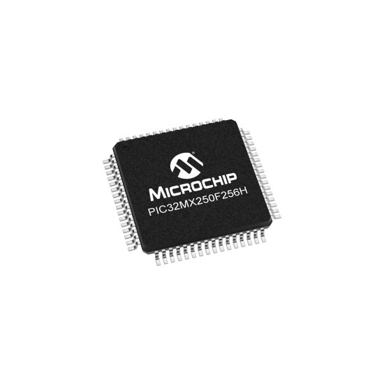 PIC32MX250F256H-I/PT / The PIC32MX250F256H-I/PT is a powerful <strong>32-bit microcontroller</strong> from <strong>Microchip Technology</strong>, built around the high-performance <strong>MIPS32® M4K™ processor core</strong>. Designed for embedded control, industrial automation, communication systems, and advanced human-machine interface applications, it combines high processing capability with a rich set of integrated peripherals. <br><br>

Operating at frequencies up to <strong>50MHz</strong> and delivering approximately <strong>83 DMIPS performance</strong>, the device provides the computational power required for demanding real-time applications. It integrates <strong>256KB of Flash memory</strong> and <strong>32KB of SRAM</strong>, offering ample space for complex firmware and data processing tasks. <br><br>

The PIC32MX250F256H-I/PT supports a wide operating voltage range of <strong>2.3V to 3.6V</strong> and incorporates multiple low-power operating modes, including Sleep and Idle modes, helping designers optimize energy consumption in portable and power-sensitive applications. <br><br>

A comprehensive set of communication peripherals is integrated on-chip, including <strong>USB 2.0 Full-Speed OTG</strong>, multiple UART interfaces, SPI modules, I²C interfaces, and Peripheral Pin Select (PPS) functionality. These features simplify system integration and provide flexibility for a broad range of connectivity requirements. <br><br>

The device includes advanced analog capabilities such as a <strong>10-bit ADC with up to 1 Msps conversion rate</strong>, integrated comparators, temperature sensing functions, and programmable voltage references. These features make it suitable for measurement, monitoring, and control applications. <br><br>

For graphics, audio, and user-interface designs, the PIC32MX250F256H-I/PT incorporates support for <strong>touch sensing, audio communication interfaces, RTCC functionality, DMA channels, and Parallel Master Port (PMP)</strong>, enabling efficient implementation of sophisticated embedded systems. <br><br>

Built-in system management features include watchdog timer, brown-out reset, power-on reset, fail-safe clock monitoring, and hardware DMA support, contributing to robust and reliable operation in industrial environments. <br><br>

Packaged in a compact <strong>64-pin TQFP package</strong>, the PIC32MX250F256H-I/PT is widely used in <strong>industrial controllers, IoT gateways, consumer electronics, USB-enabled devices, HMI systems, medical instrumentation, automation equipment, data acquisition systems, communication devices, smart energy products, and embedded control platforms</strong> requiring high-performance 32-bit processing.