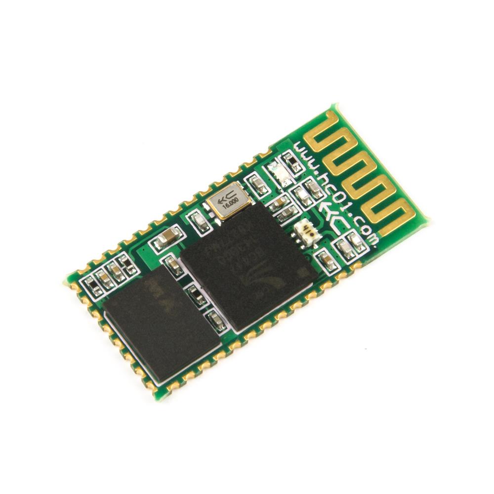 HC-06 / The HC-06 is a Bluetooth 2.0+EDR serial communication module designed for wireless data transmission using UART interface in embedded systems. It operates with a supply voltage range of 3.3V to 6V (logic level 3.3V) and supports default baud rate of 9600 bps (configurable up to 115200 bps). The module works in slave mode only and provides transparent serial communication over Bluetooth with a typical communication range of up to 10 meters (Class 2). It is based on CSR BC417 chipset and supports SPP (Serial Port Profile) for easy integration with microcontrollers such as Arduino, PIC, and STM32. The device has low power consumption typically around 30–40 mA during communication and less than 10 mA in idle state. It includes onboard antenna, status LED, and simple AT command configuration. Operating temperature range is approximately -20°C to +75°C, and the module form factor allows easy integration into prototypes and embedded systems. It is widely used in wireless control, IoT devices, serial data transfer, robotics, and remote communication applications.