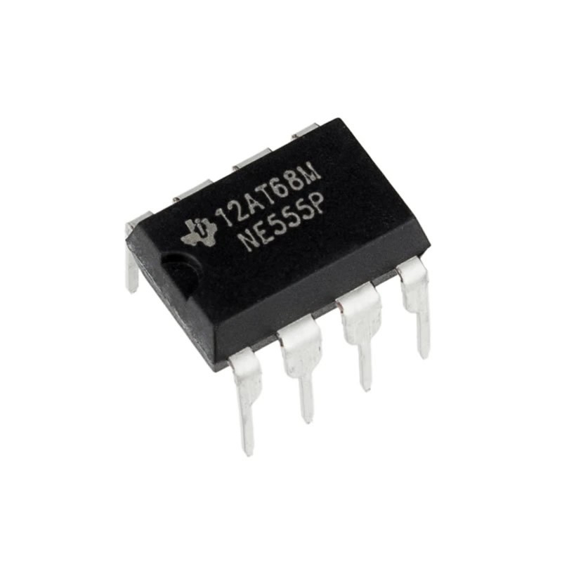 NE555P / The NE555P is a highly versatile precision timer integrated circuit originally developed for timing, pulse generation, and oscillator applications. It operates over a wide supply voltage range of approximately 4.5 V to 16 V and can be configured in monostable, astable, or bistable operating modes. The device is capable of generating accurate time delays and stable oscillations using external resistors and capacitors. It provides an output current capability of up to 200 mA, allowing it to directly drive relays, LEDs, and other loads. The NE555P includes two precision comparators, an SR flip-flop, a discharge transistor, and a voltage divider network internally. The timer can operate at frequencies ranging from a few millihertz up to several hundred kilohertz depending on the configuration. With its robust design and wide operating range, the NE555P is widely used in pulse generation, PWM circuits, timers, oscillators, and control applications in consumer electronics, industrial equipment, and educational projects.
