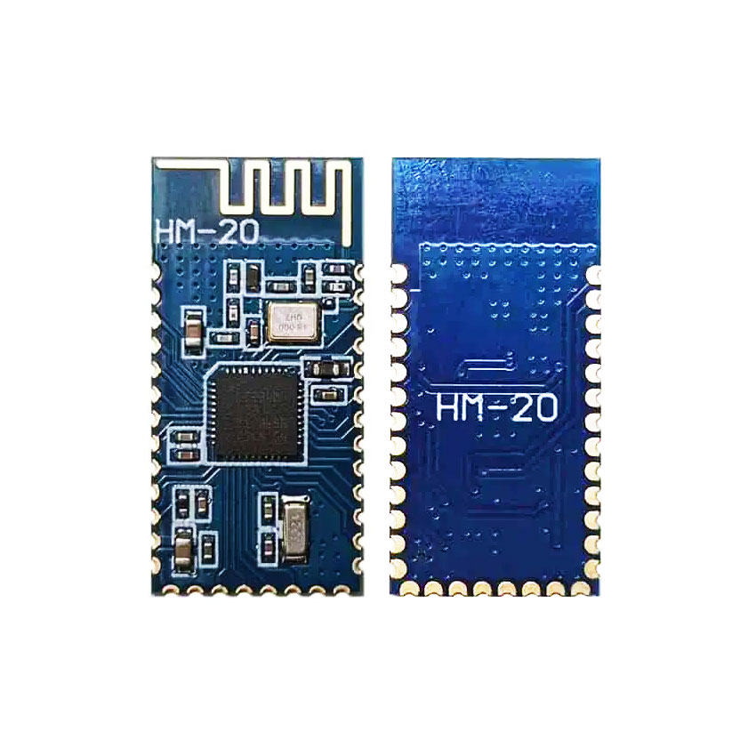 HM-20 / The HM-20 is a Bluetooth Low Energy (BLE) 5.0 module based on the TI CC2640R2F SoC, designed for ultra-low power wireless communication in IoT and embedded systems. It operates in the 2.4 GHz ISM band and supports BLE 5.0 features such as extended range, higher data throughput, and enhanced broadcasting capabilities. The module provides a UART interface with AT command support for easy integration with host microcontrollers and includes multiple GPIOs for flexible application control. It supports both central (master) and peripheral (slave) roles, enabling versatile communication architectures. With optimized energy efficiency and reliable RF performance, the HM-20 is ideal for applications including smart home automation, wearable devices, industrial monitoring, and wireless sensor networks.