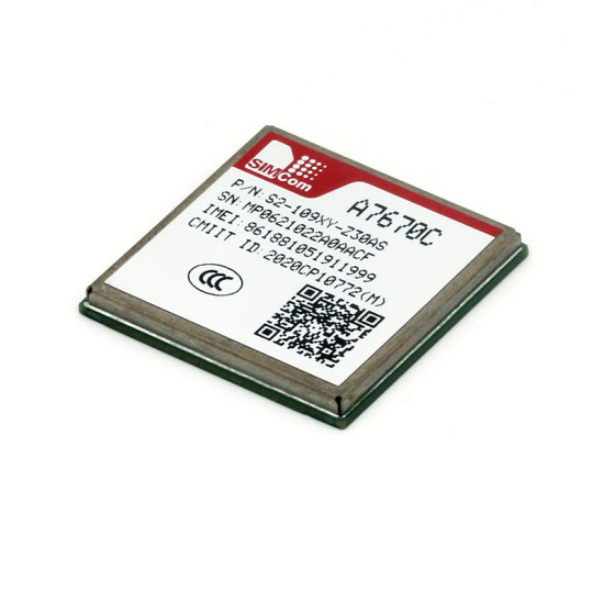 A7670C / The A7670C is a highly integrated LTE Cat-1 cellular module developed by SIMCom, designed to provide reliable wireless connectivity for IoT and M2M applications. Supporting LTE Cat-1 along with 2G GSM fallback, it ensures stable network access even in areas where LTE coverage is limited.z<br><br>
The module supports multiple LTE frequency bands and delivers data rates up to 10 Mbps downlink and 5 Mbps uplink, making it suitable for applications requiring moderate data throughput with lower power consumption compared to higher LTE categories. Integrated TCP/IP stack, HTTP, FTP, MQTT, and SSL protocols enable secure and efficient data communication over cellular networks.

<br><br>
A7670C offers a wide range of interfaces including UART, USB, GPIO, I2C, and ADC, allowing flexible integration into embedded systems. It also supports GNSS positioning (GPS/GLONASS/BeiDou), making it ideal for tracking and location-based services.
<br><br>
With its compact LCC package and optimized power-saving modes, the A7670C is well-suited for applications such as asset tracking, telematics, smart metering, POS devices, industrial automation, and remote monitoring systems. Its robust performance and extended temperature range make it a dependable choice for both industrial and commercial deployments.