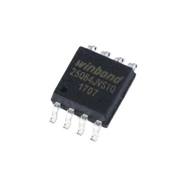 W25Q64JVSSIQ / The W25Q64JVSSIQ is a 64Mbit (8MB) serial NOR Flash memory designed for code storage and embedded data applications. It operates with a supply voltage range of 2.7 V to 3.6 V and supports standard SPI, Dual SPI, and Quad SPI interfaces for high-speed communication.<br><br>
The device supports clock frequencies up to 133 MHz and enables execute-in-place (XIP), allowing code to run directly from flash memory. It is organized as 8M × 8 with 256-byte programmable pages and flexible erase options including 4KB sectors, 32KB and 64KB blocks.
<br><br>
It features low power consumption (down to ~1 µA in power-down mode), high endurance (typically 100,000 program/erase cycles), and long data retention (20+ years). The device operates over an industrial temperature range of -40°C to +85°C and is widely used in microcontrollers, IoT devices, consumer electronics, and industrial embedded systems requiring reliable non-volatile storage.
