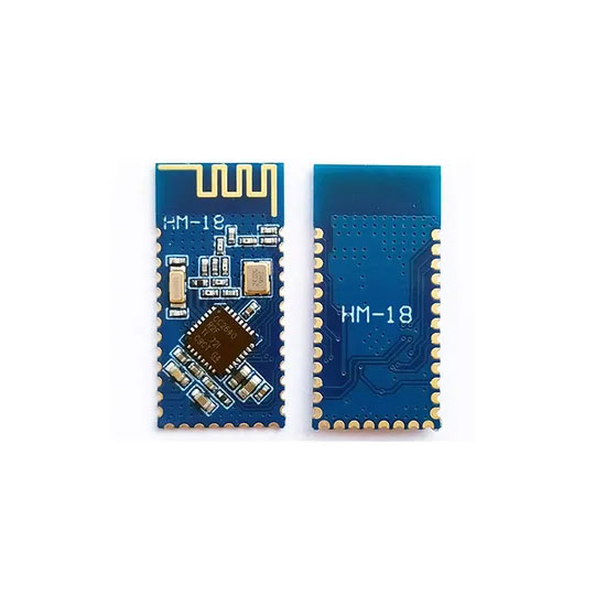 HM-18 / The HM-18 is a Bluetooth Low Energy (BLE) 5.0 module based on the TI CC2640R2F SoC, designed for low-power wireless communication in modern IoT and embedded systems. Operating in the 2.4 GHz ISM band, it supports BLE 5.0 features such as extended range, higher data throughput, and improved broadcasting capabilities. The module provides a UART interface with AT command support for easy integration with host microcontrollers and includes multiple GPIOs for flexible peripheral control. It supports both central (master) and peripheral (slave) roles, enabling versatile wireless communication architectures. With optimized power consumption and reliable RF performance, the HM-18 is suitable for applications including smart home automation, wearable devices, industrial monitoring, and wireless sensor networks.
