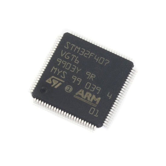 STM32F407VGT6TR, Microcontroller, from ST Microelectronics in Stock Hong Kong ARM Cortex-M4 STM32F4 Microcontroller IC 32-Bit Single-Core 168MHz 1MB (1M*8) FLASH 100-LQFP (14*14mm), CANbus, DCMI, EBI/EMI, Ethernet, I2C, IrDA, LI