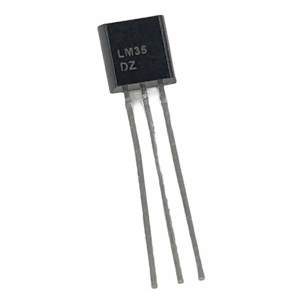 LM35DZ / The LM35DZ is a precision analog temperature sensor with an output voltage linearly proportional to temperature in degrees Celsius. It operates with a supply voltage range of 4 V to 30 V and provides a calibrated output of 10 mV/°C, eliminating the need for external calibration. The device measures temperatures from 0°C to +100°C (typical full range -55°C to +150°C for other variants) with an accuracy of approximately ±0.5°C at room temperature. It features low self-heating (less than 0.1°C in still air) and low output impedance, making it suitable for direct interfacing with ADC inputs. The LM35DZ is widely used in temperature measurement, environmental monitoring, HVAC systems, industrial control, and embedded applications requiring accurate analog temperature sensing.