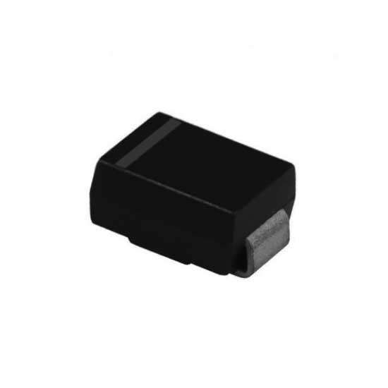 SMBJ5.0A-E3/52 / The SMBJ5.0A is a unidirectional transient voltage suppressor (TVS) diode designed to protect sensitive electronic circuits from voltage spikes and transient events such as electrostatic discharge (ESD), lightning, and switching surges. It features a stand-off voltage of 5 V and is capable of dissipating high peak pulse power, typically up to 600 W (10/1000 µs waveform). The device provides fast response time (typically less than 1 ps) and clamps transient voltages to safe levels, ensuring reliable protection of downstream components. Housed in an SMB (DO-214AA) surface-mount package, it is suitable for automated assembly processes. The SMBJ5.0A is commonly used in power supplies, communication interfaces, consumer electronics, and industrial systems for robust surge protection.